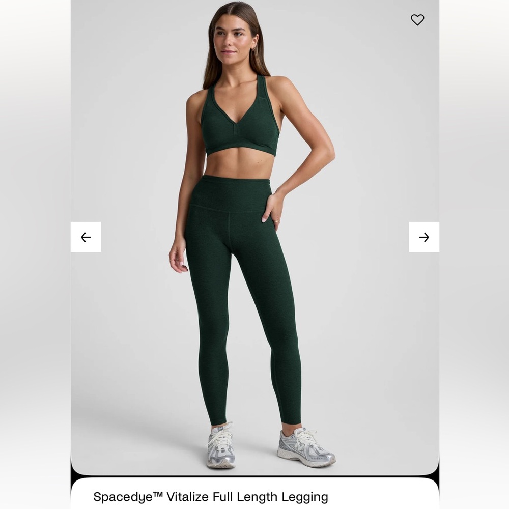 Beyond Yoga Spacedye dark spruce green heather legging & top set - Size M